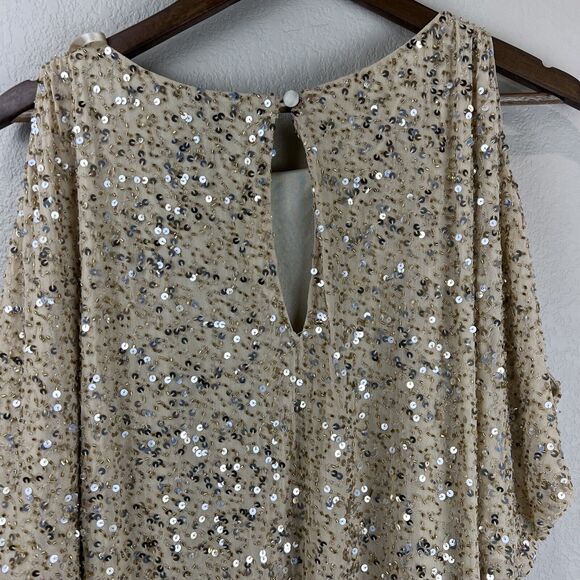 Aidan Mattox Dress Women 4 gold Beaded Sequin Mini Embellished - Picture 4 of 10